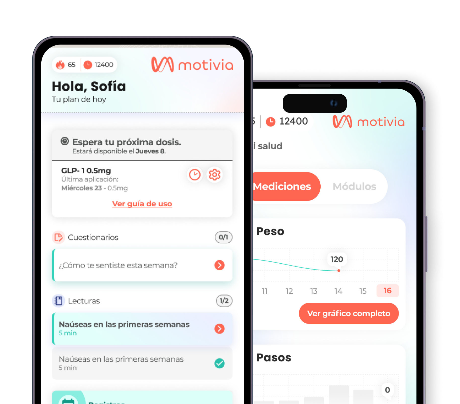 App Motivia con dispositivos conectados